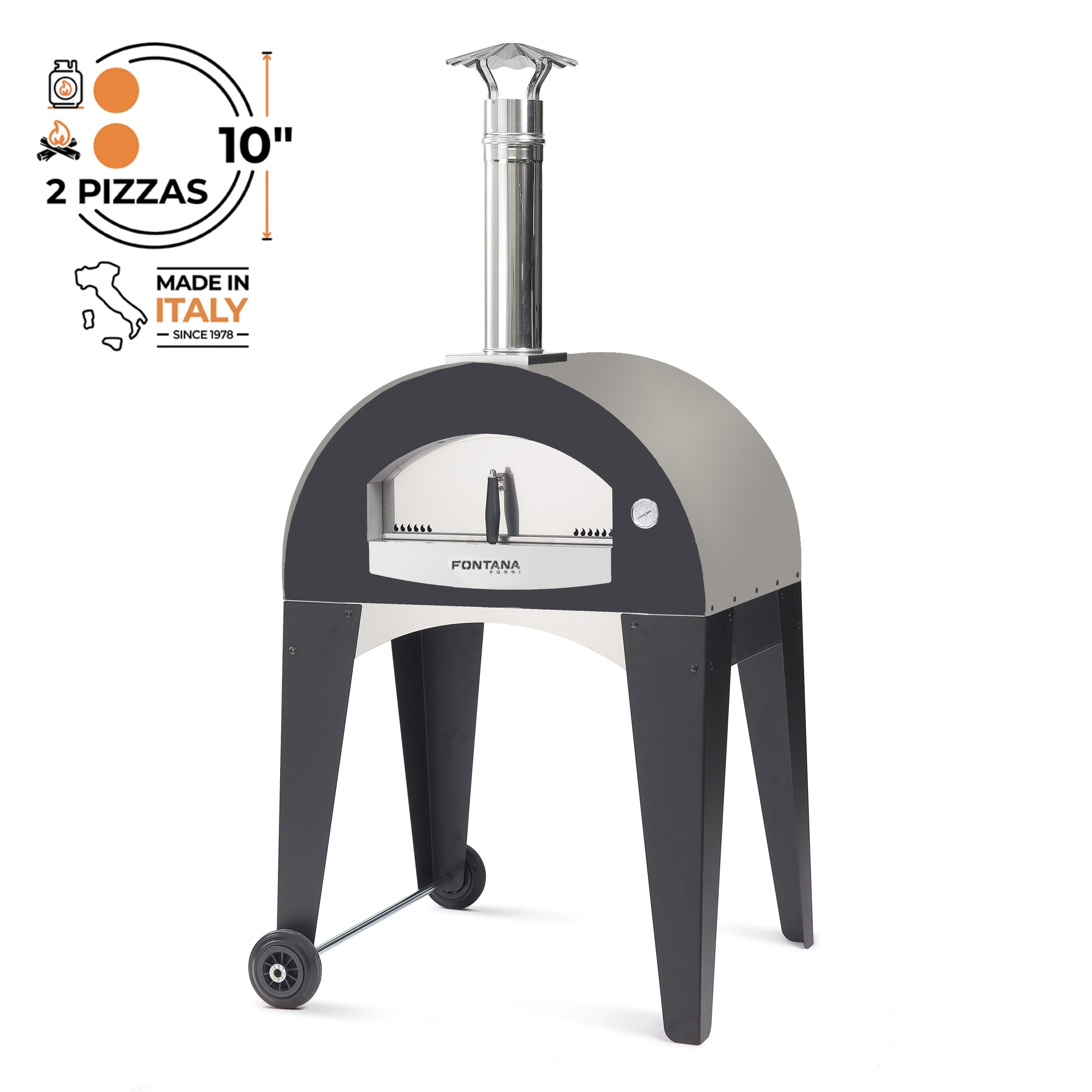 Fontana Lorenzo Pearl Wood Pizza Oven with Trolley Fontana Forni Wood